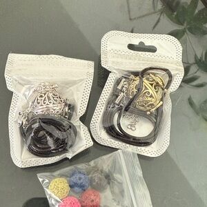 Sealed Silver and Gold Filigree aromatherapy Pendant with Black Cord